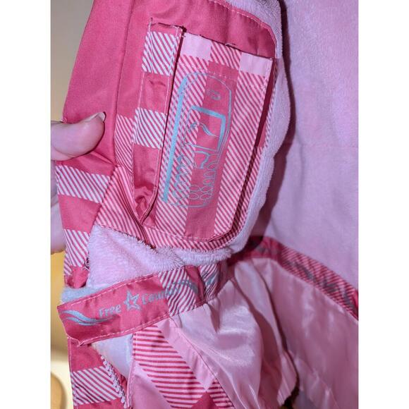 Free Country Girls Ski Jacket Size Large Pink Plaid Hooded Inner Pockets Outdoor - Picture 5 of 10
